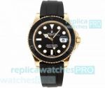 Clean Factory New Yellow Gold Rolex Yachtmaster 42 Watch Black Rubber Band Cal 3235